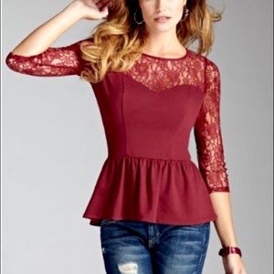 Guess Burgundy Lace Top